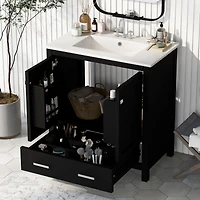 Streamdale 30" Black Bathroom Vanity with Single Sink for Elegant Storage