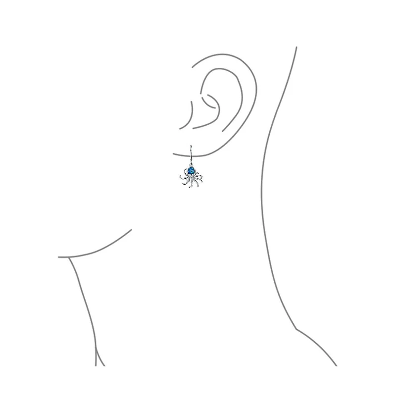 Bling Jewelry Nautical Synthetic Blue Opal Marine Life Lever back Octopus Dangle Earrings Sterling Silver