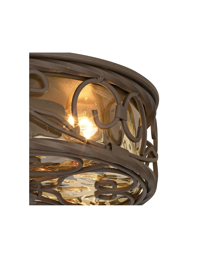 John Timberland Casa Seville Rustic Farmhouse Flush Mount Outdoor Ceiling Light Fixture Dark Walnut 4 1/2" Champagne Water Glass for Post Exterio