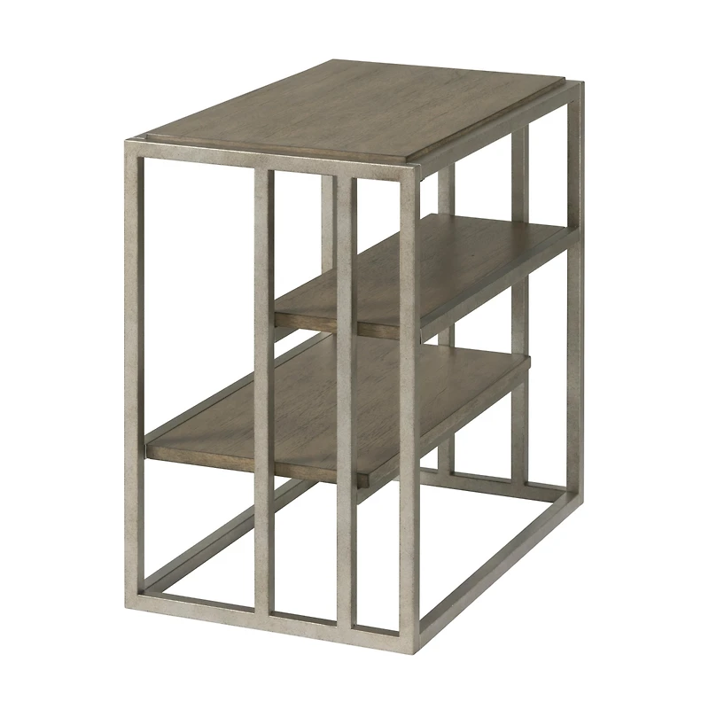 Streamdale Metal Frame Wood Living Room Chairside Table with Shelf