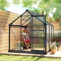 Outsunny 6' x 6' x 6.5' Large Polycarbonate Walk-in house,