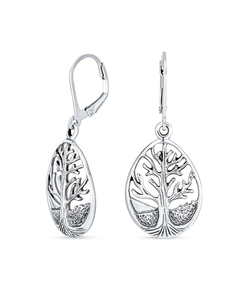 Bling Jewelry Small Round Circle Family Tree Dangle Earrings Sterling Silver Nature