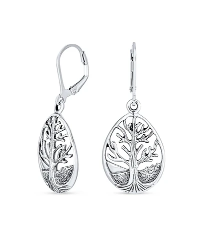Bling Jewelry Small Round Circle Family Tree Dangle Earrings Sterling Silver Nature