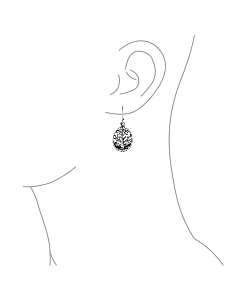 Bling Jewelry Small Round Circle Family Tree Dangle Earrings Sterling Silver Nature