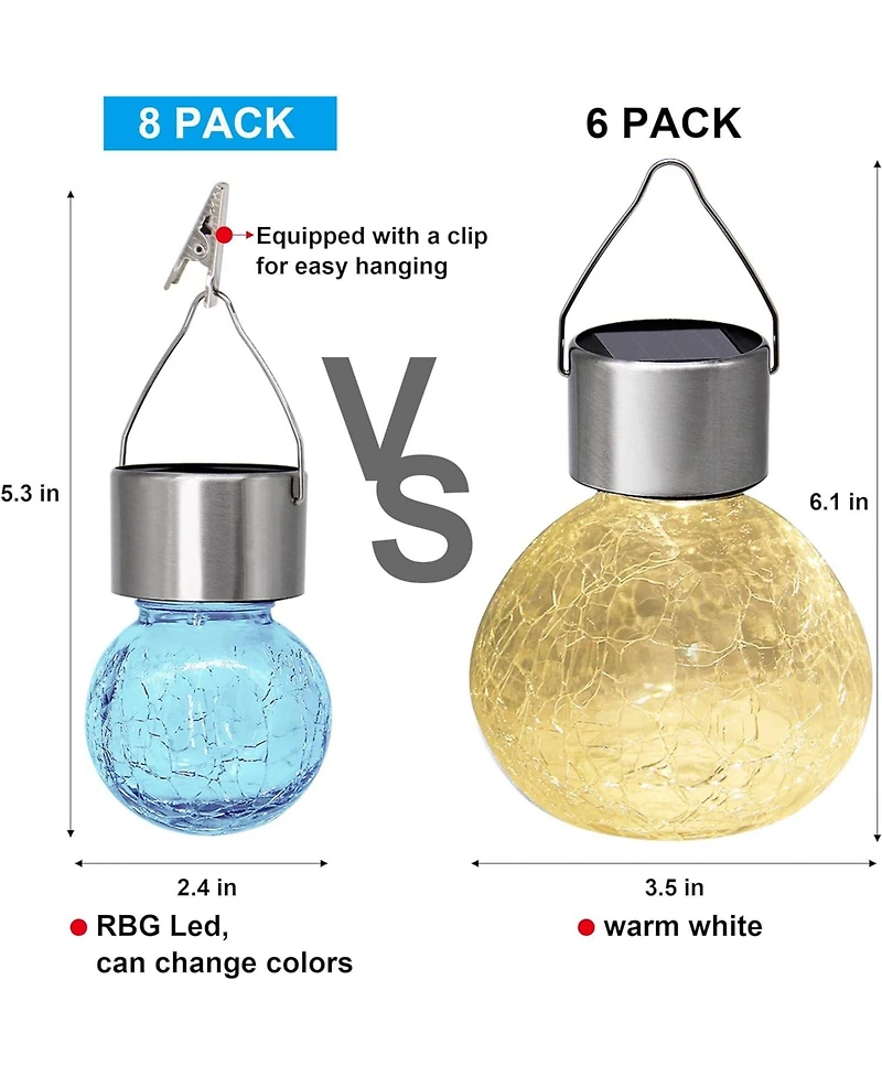Maggift Solar Hanging Lights: Multi-Color, Outdoor - 8 Pack