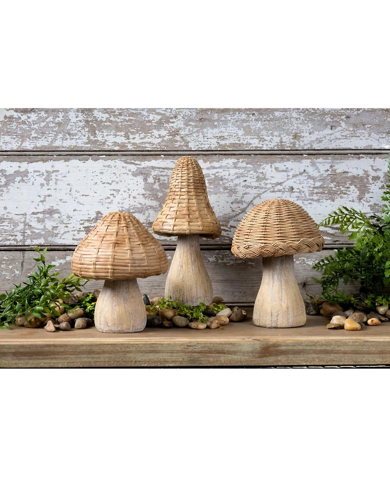 Slickblue Wicker Mushroom Decor (Set of 3)