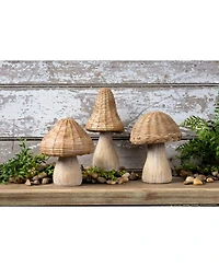 Slickblue Wicker Mushroom Decor (Set of 3)