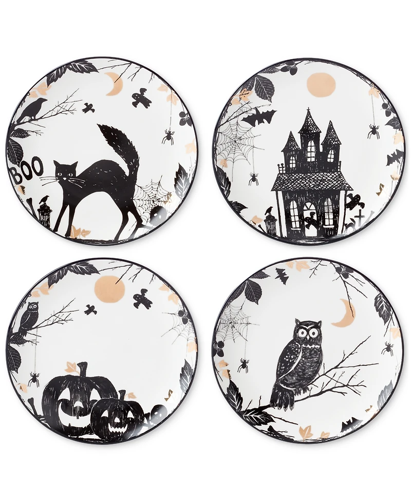 Lenox Vintage Halloween Haunted Assorted Accent Plates, Set of 4