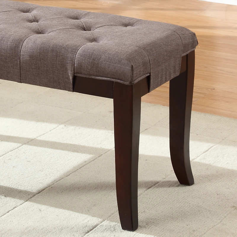 Streamdale Tufted Bench, Fabric, Brown