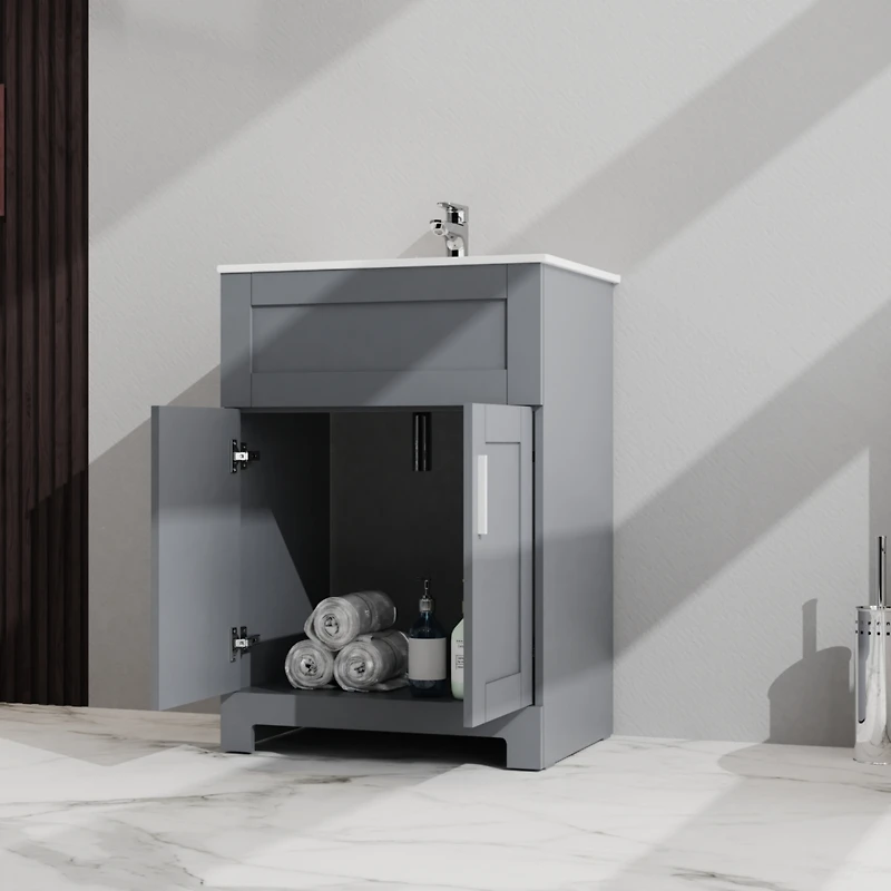 Streamdale 24" Bathroom Sink Vanity Laundry Utility Cabinet, Gray