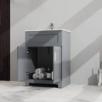 Streamdale 24" Bathroom Sink Vanity Laundry Utility Cabinet, Gray