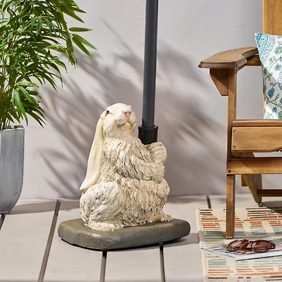 Streamdale Playful Rabbit Umbrella Base Heavy, Resin-Finished Concrete, Adaptable