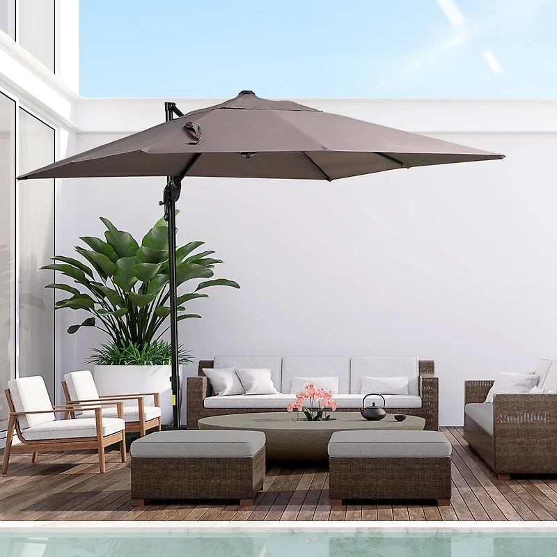 Spacious Cantilever Umbrella with Adjustable Shade, 8x8ft Canopy