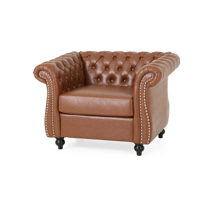Simplie Fun Elegant Chesterfield-Style Accent Chair with Button Tufting and Nailhead Accents