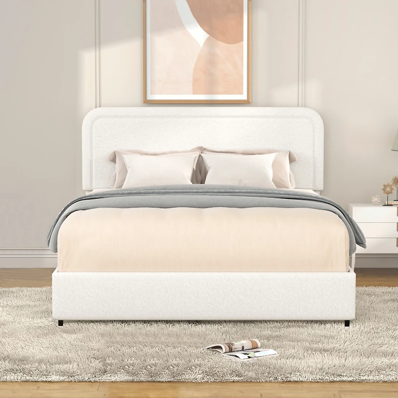 Streamdale Liv 2-Drawer Boucle Upholstered Bed with Tufted Headboard