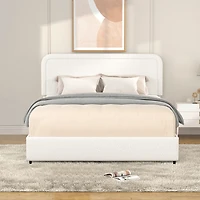 Streamdale Liv 2-Drawer Boucle Upholstered Bed with Tufted Headboard