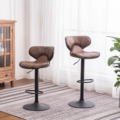 Streamdale Furniture Masaccio Leatherette Airlift Adjustable Swivel Barstools, Set of 2