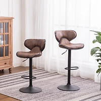 Streamdale Furniture Masaccio Leatherette Airlift Adjustable Swivel Barstools, Set of 2