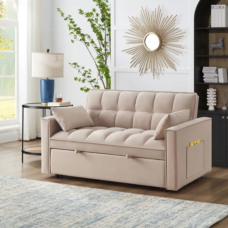 Streamdale Furniture 4-in-1 Versatile Loveseat Sofa & Bed with Storage and Armrests