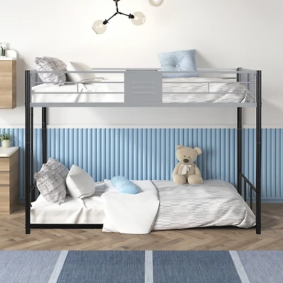 Simplie Fun Metal Twin over Twin Bunk Bed with Vent Board/ Heavy-duty Sturdy Metal/ Noise Reduced/ Safety Guardrail/ Trundle for Flexible Space/ Bunk
