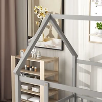 Streamdale Wooden House Bed with Guardrails (Grey)