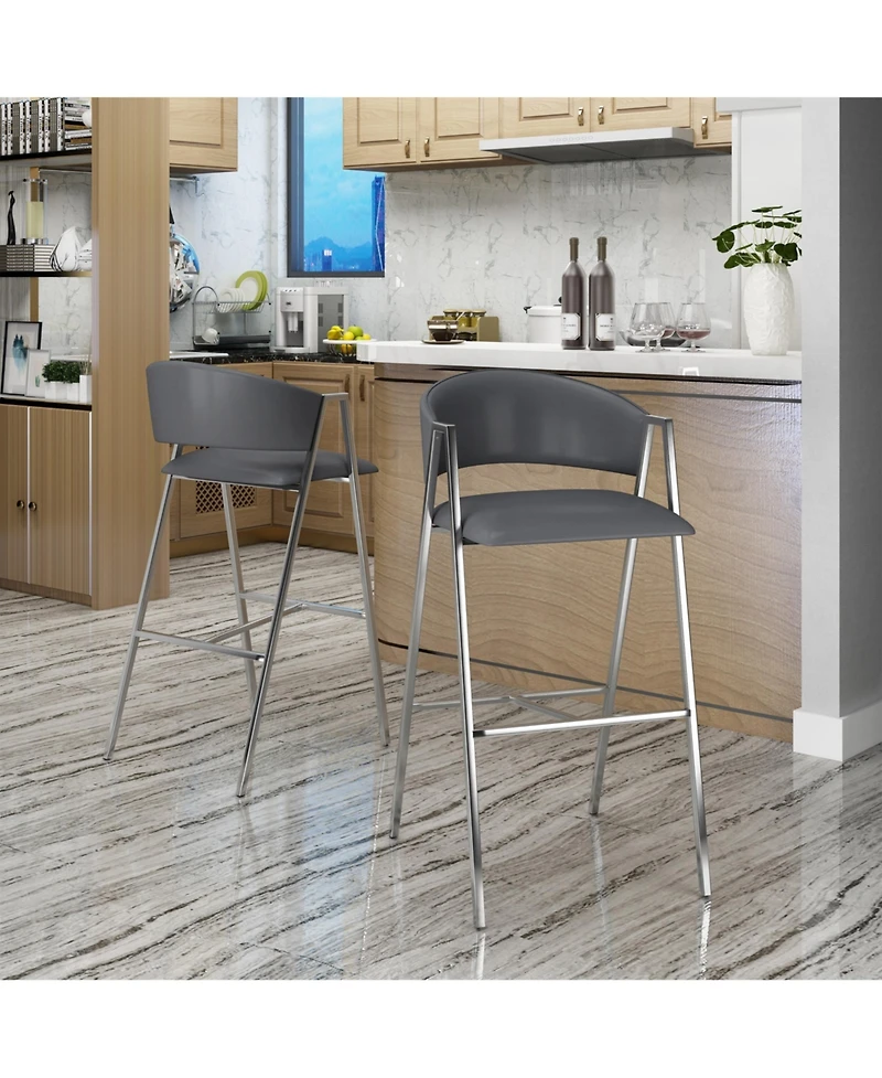 Simplie Fun Modern 28" Mid-Century Bar Stool with Chrome A-Frame