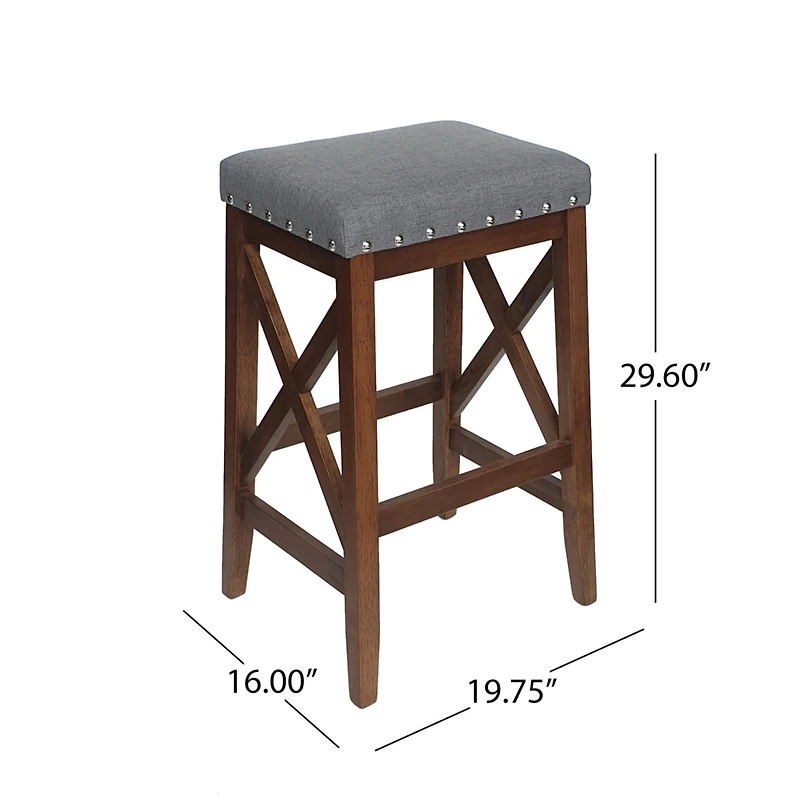 Streamdale Elegant and Durable Fabric Upholstered Barstools with X-Frame Base