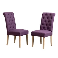 Simplie Fun Solid Wood Tufted Parsons Dining Chair, Set of 2, Purple