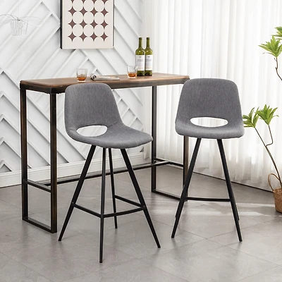 Streamdale Fabric Kitchen 28.25" Counter Height Stools, Set of 2, Gray