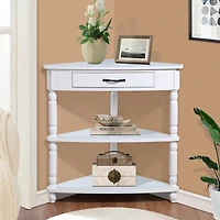 Streamdale Furniture Space-Saving Triangular Corner Table with Solid Wood Legs for Small Spaces