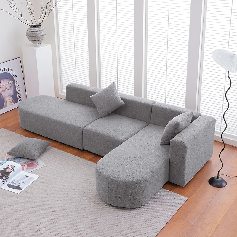 Streamdale Modern L shape boucle Sofa with curved seat (facing right)