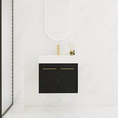 Modern Bathroom Vanity with Unique Resin Sink and Soft-Closing Hinges