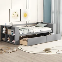 Streamdale Twin Daybed with Shelves and Drawers, White