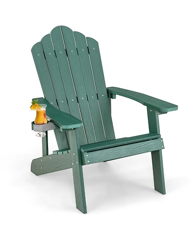 Slickblue Weather Resistant Hips Outdoor Adirondack Chair with Cup Holder