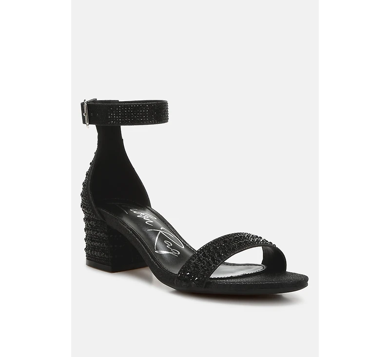 Twerky Rhinestones Embellished Block Sandals