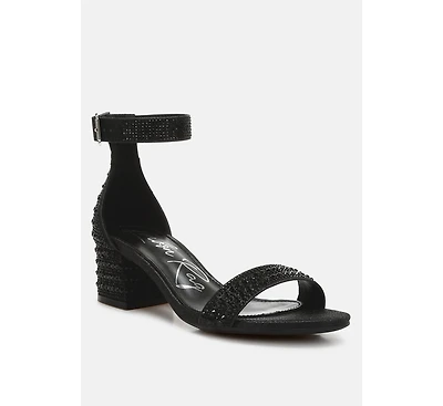 Twerky Rhinestones Embellished Block Sandals