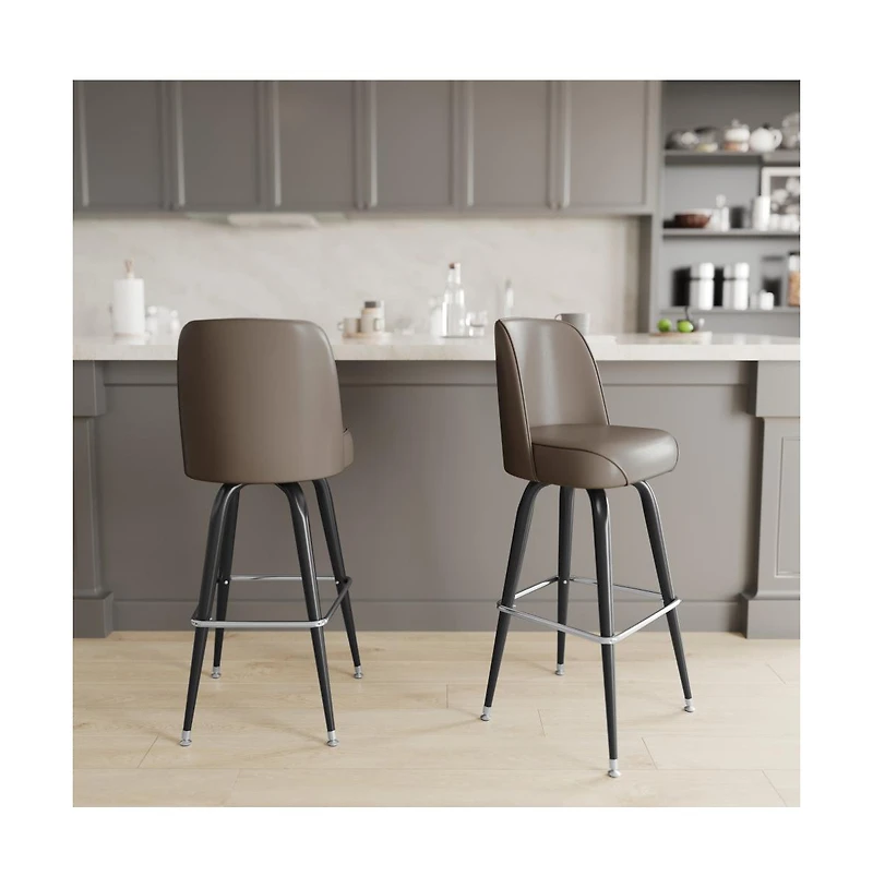 2 Pack Metal Barstool With Swivel Bucket Seat