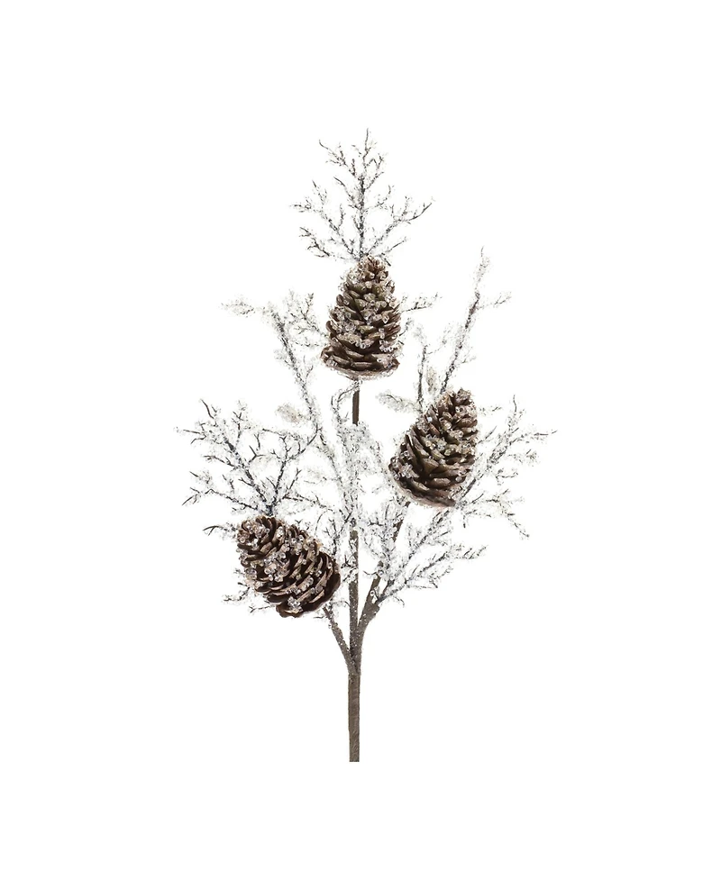 Slickblue Set of 2 Iced Pinecone Twig Branches for Seasonal Decor