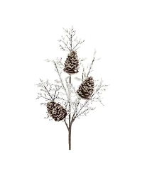 Slickblue Set of 2 Iced Pinecone Twig Branches for Seasonal Decor