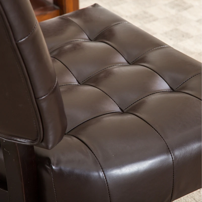 Simplie Fun Furniture Blended Leather Tufted Accent Chair with Oversized Seating, Brown