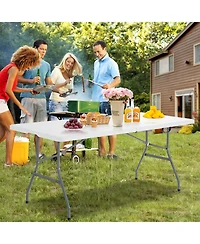 Slickblue Portable Folding Camping Table with Carrying Handle for Picnic-White
