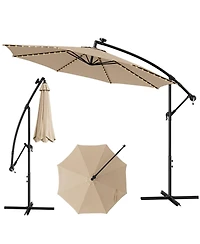 Slickblue 10 Feet Patio Offset Umbrella with 112 Solar-Powered Led Lights
