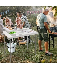 Slickblue 2-in-1 Folding Fish Cleaning Table-White