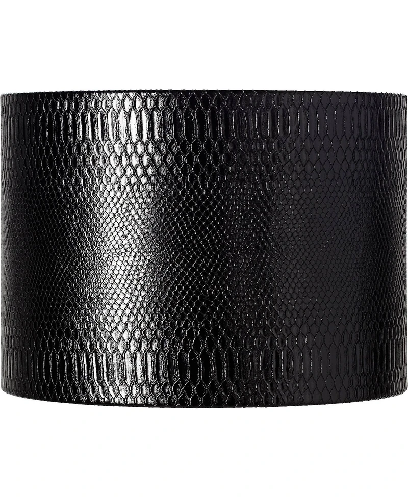 Springcrest Reptile Print Medium Drum Lamp Shade with Silver Lining 15" Top x 15" Bottom x 11" Slant (Spider) Replacement with Harp and