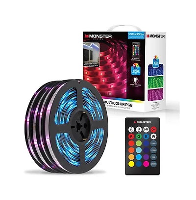 Monster Cable 100ft Multi-Color Led Light Strip with Remote