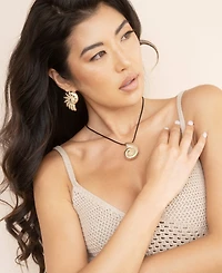 Ettika Studded Shell Statement Earrings