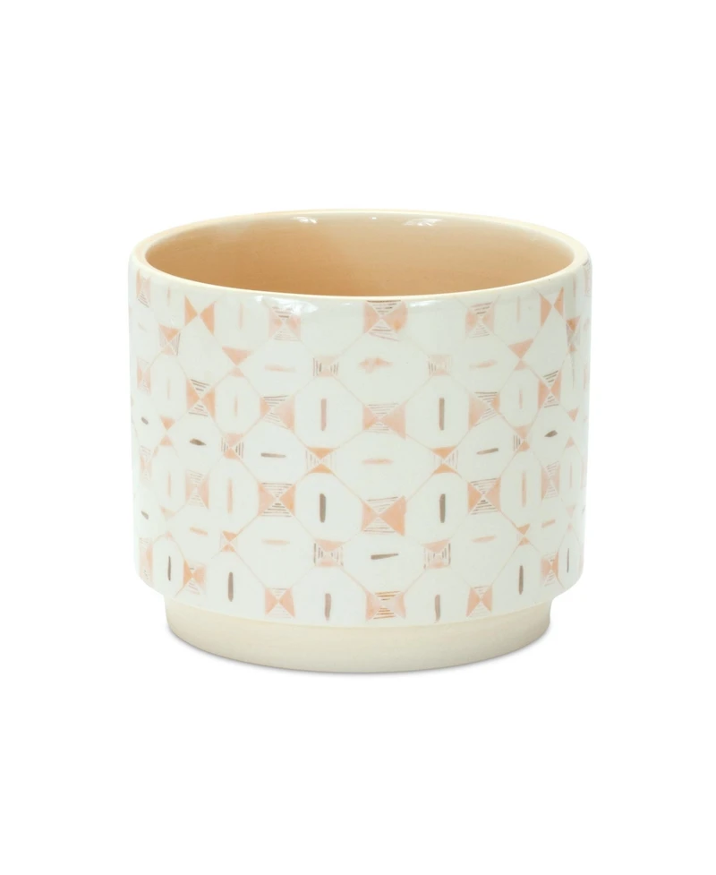 Slickblue Set of 3 Blush Patterned Stacking Pots for Stylish Indoor and Outdoor Decor