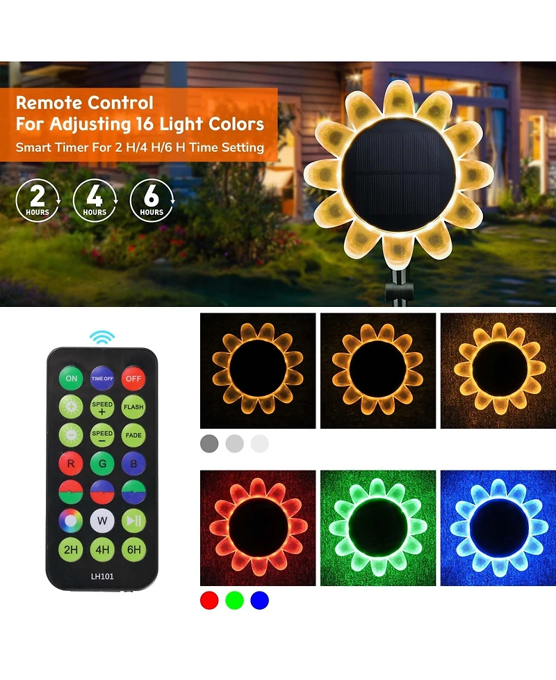Solar Sunflower Led Light Outdoor Garden Waterproof Floating Amphibious Lamp