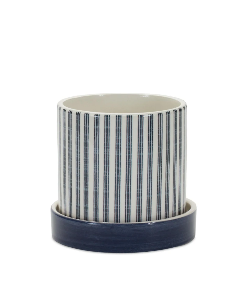 Slickblue Geometric Pattern Planter With Plate (Set of 2)