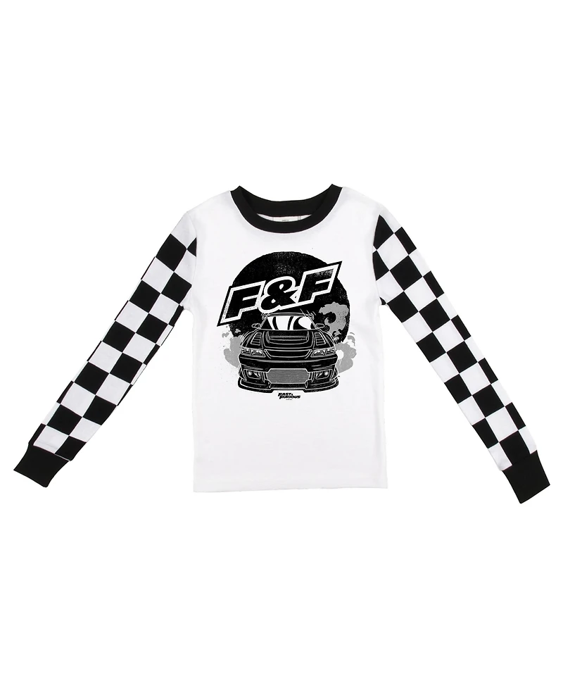 Fast & The Furious Little Boys The Youth Long Sleeve Pajama Set With Checkerboard Design
